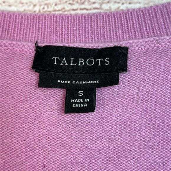 Talbots Cashmere Crewneck Sweater Star Print Lilac Soft Luxury size S Excellent - Picture 8 of 9